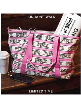 PINK Victoria's Secret Logo School Tote W Zipper Closure NEW MSRP $59.95